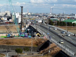 大掛かりな工事が進められている一号線内部橋